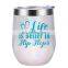 12 oz Double Wall Stainless Steel Vacuum Wine Tumbler with Lid Can Do Custom Color and Logo