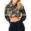 Army camo printed cropped hoodie womens hot selling crop top hoodies