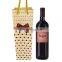luxury wholesale art paper custom made print logo white kraft coloured paper wine bottle packaging bag with handle
