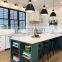 White shaker modern layout design bespoke pantry storage wood slat kitchen cabinetry