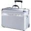 OEM Pro Rolling Jewelry Makeup Case w, Aluminum Cosmetic Box,Silver Aluminum Makeup Artist train case,Beauty Travel trolley case