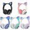 Custom Wireless Headsets Girl Gaming on Ear Headphone TF Microphone Led Light Cute Cat Ear BT Gaming Headset