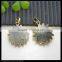 LFD-0080P ~ Wholesale Fashion Jewelry Gold Plated Round Gear Natural Labradorite Pendant Bead , Charm Necklace Pendants Je