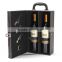 Factory Hot Sell Handmade two bottles wine leather box