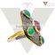 Wholesale Emerald & Pink Tourmaline Ring 925 Sterling Silver Gemstone Ring Gemstone White Pave Diamond New Design Jewelry