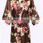 Latest Long Women Floral Satin Kimono Bath Robes Wholesale