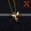 Hip-Hop Mens 14k Gold Plated Stainless Steel Lab Wings Angel Pendant Charm