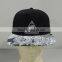 Embroidery and printed flat bill snapback hat
