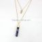 Hot Sale Christmas Necklace Jewelry Multilayer Gold Plated Stick Two Color Cylinder Nature Stone Pendant Necklaces For Women