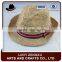hand crocheted flat brim straw hat