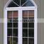 aluminum side hung casement window with half round spoked pediment