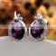 Fashion Amethyst Purple Zircon Stud Earrings for Women Platinum Plated Gold Earring Big Earrings