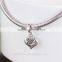 S160A Pink Heart Ston Solid 925 Sterling Silver Baby Foot on baby foot on Heart charm Pendant