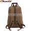 Canvas School Backpack With PU Leather Trim Vintage Rucksack Laptop Satchel Bag Khaki Canvas Backpack Knapsack