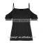 Basic Cold Shoulder Tee Strap Black Woman Off Shoulder Blouses