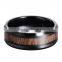 black plating 8mm tungsten caride koa wood ring
