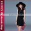 2015 European Design Black Ladies Cloak Overcoat With Waistcoat Two Piece Suit