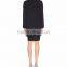 Customized Lady Apparel Navy Hue Rounded Collar Playful Fringed Trim Wool Crepe Coat(DQM005C)