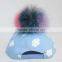 Myfur Baby Boy Spring Baseball Cap Wholesale with Detachable Colorful Raccoon Fur Ponpon