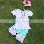 hot sell Girls Clothing Sets Kids Clothes Suit Children Short Sleeve ruffle boutique set with matching necklace and headband