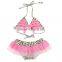 Vest style Leopard split swimsuit Children's Swimwear