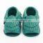 100% cow leather baby summer fringed moccs