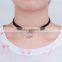 Velvet Suede Double Layer Halloween Choker Necklace Antique Silver Black Pumpkin 33.5cm long