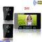 Touch key 2.4GHZ 7'' TFT video doorbell doorphone intercom video door card id intercom 1 camera with 2 monitor