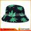 2015 Hot Fashion Marijuana Leaf Weed Leaf Bucket Hat Custom Weed Leaf Printed Bucket Hat