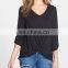 CHEFON Pushing up sleeve draping twisted front women fashion blouses 2016