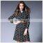 Side vent open chiffon print dress hot sell styles chiffon bow dress
