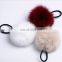 Cute Elastic Hair Ring with rabbit fur pom poms