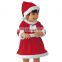 Newest Baby Girl Child Charming Christmas Skirt Gift Bowknot Ruffle Round Collar Long Sleeve Dress + 1 * Santa Claus Hat