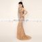 Best Selling Real Photo Luxury V Neck Champagne Tulle Mermaid Heavy Crystal Beaded Evening Dresses AJ016