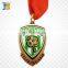 shield shape custom painted copper football medal with ribbon