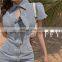 LAITE D2132 women denim casual dress women bodycon bow dress girl's dress