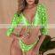 neon bikini thong bikini set Deep v-neck swimsuit female Snake print Bathing suit long sleeve woman swimwear 2019 new