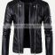 Custom Hot Sell Black Leather Windproof Jacket Coat Zipper and Ruched Men Motorcycle Jackets