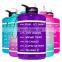 2021 popular wholesale half gallon 64oz large capacity outdoor sports handle portable time marker BPA free fitness bottle