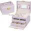 White Leather Jewelry Box,Cosmetic Jewelry Travel Case, Lock Jewelry Storage Case Organizer