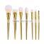 New style metal handle gold makeup brushes 7pcs