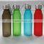 Unbreakable frosted tritan drink water bottle with rubber coating