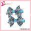 Crazy hot sale in America little girls' charming elegant ribbon bow animal stripes hair clips (XH012-101)