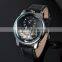 Men Watch Leather Fashion Brand Watches Feather Skeleton Dress Watches ZB005