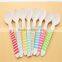 7color Biodegradable Stripe Wooden Spoon Mini Cake spoon For Beads