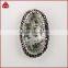 Assorted color CZ paved egg shape natural rutilated phantom quartz bead