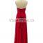Lady's poly georgette long red evening dress