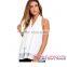 White Double Cascading Neck Tie Sleeveless girls sexy clubwear hot