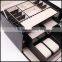Black Leather Flip portable drawer jewelry necklace ring earrings wholesale custom packaging bo