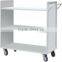 School Library steel book wheels trolley cart with 2 shelves
